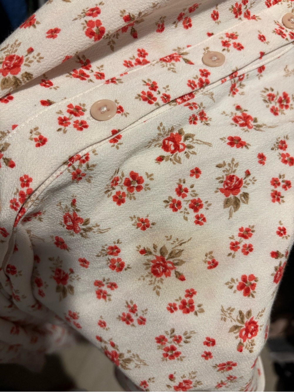 Reformation Cream Midi Dress with Red Floral Print - Picture 7 of 7